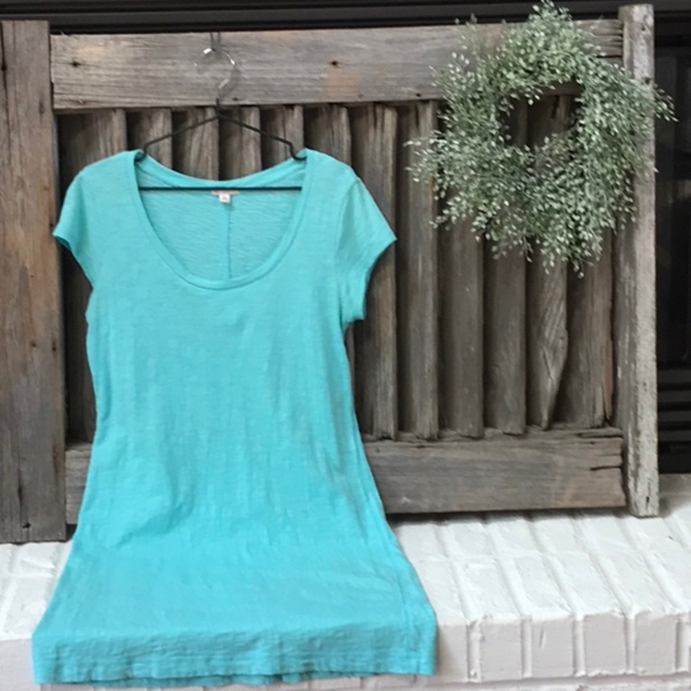 GAP short sleeve slub cotton T-shirt dress aqua
